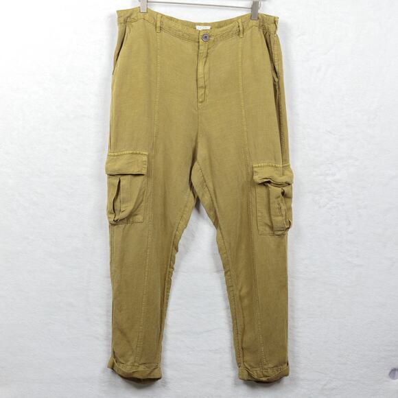 Nicole Miller Pants - NICOLE MILLER Linen Lyocell Pull On Cargo Pants Relaxed Fit Lagenlook Ochre XL